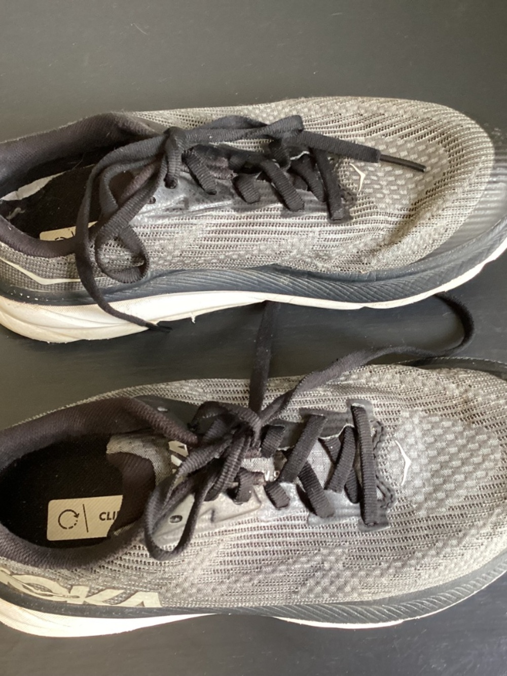 Youth / Ladies Unisex HOKA CLIFTON 9 Black n White Athletic Shoes Size US 4MD - Picture 6 of 8